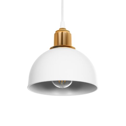 GLOBOSTAR® ΗUT 203-0147 Μοντέρνο Κρεμαστό Φωτιστικό Οροφής με Ντουί 1 x E27 AC 220-240V IP20 – Λευκό & Χρυσό – Μ18 x Π18 x Υ18cm