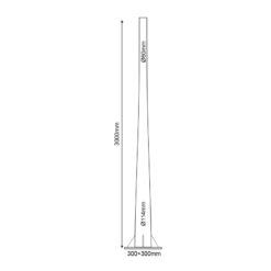 ΚΟΛΩΝΑ ΧΑΛΥΒΔΙΝΗ Φ60/114 3 ΜΕΤΡΩΝ 3mm ΚΩΝΙΚΗ ME ΘΥΡΙΔΑ ΕΠΙΣΚΕΨΗΣ RAL 7016 ACA – F601143MCT