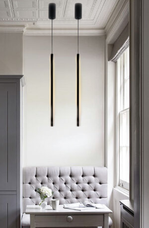 InLight Κρεμαστό φωτιστικό LED 7W 3000K από μαύρο μέταλλο και ακρυλικό D:60cm (6023-Black)