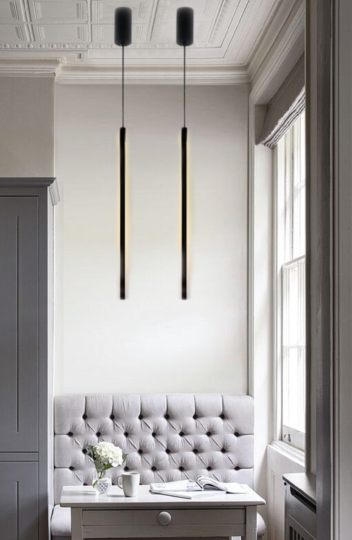 InLight Κρεμαστό φωτιστικό LED 7W 3000K από μαύρο μέταλλο και ακρυλικό D:60cm (6023-Black)