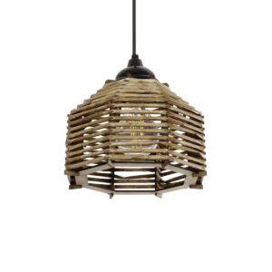 GLOBOSTAR® JUTTO 205-0040 Boho Κρεμαστό Φωτιστικό Οροφής με Ντουί 1 x E27 AC 220-240V IP20 – Μπεζ – M20 x Π20 x Υ18cm