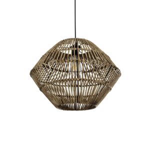 GLOBOSTAR® KEGEL 205-0048 Boho Κρεμαστό Φωτιστικό Οροφής με Ντουί 1 x E27 AC 220-240V IP20 – Μπεζ – M46 x Π46 x Υ35cm