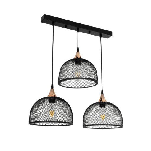 GLOBOSTAR® GLIND 201-0082 Vintage Κρεμαστό Φωτιστικό Οροφής με Ντουί 3 x E27 AC 220-240V IP20 – Μαύρο – Μ60 x Π25 x Υ50cm