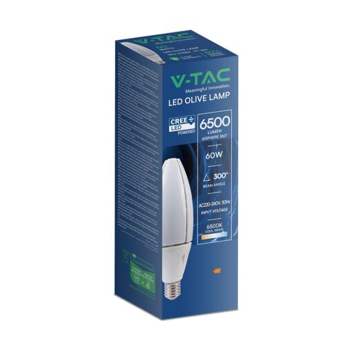 LED Λάμπα E40 60W V-TAC Cree Chip 300° 6500lm Ψυχρό Λευκό 6500K 6yrs Wty – 211886
