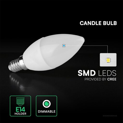 LED Κεράκι E14 5.5W 470 lm 4000K Dimmable CREE Chip V-TAC 2120186-6