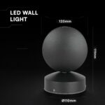 6W LED Wall Light Black Body 4000K IP65 V-TAC – 218220