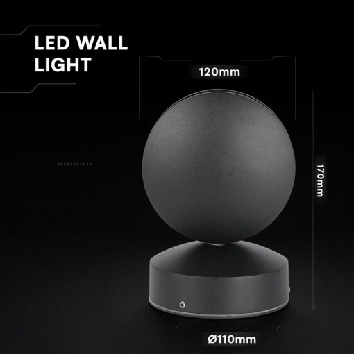 6W LED Wall Light Black Body 4000K IP65 V-TAC – 218220