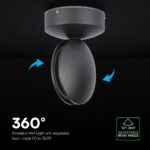 6W LED Wall Light Black Body 4000K IP65 V-TAC – 218220
