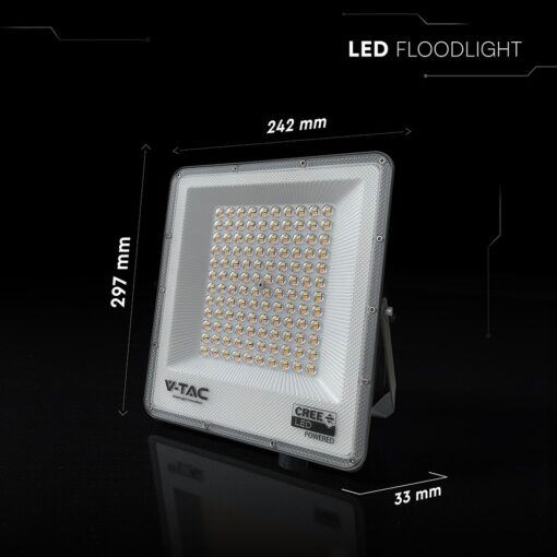 LED Προβολέας 100W Αδιάβροχος IP65 V-TAC Cree Chip Μαύρος 8150lm CCT 6yrs Wty – 240716