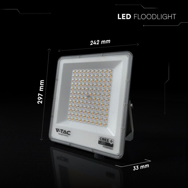 LED Προβολέας 100W Αδιάβροχος IP65 V-TAC Cree Chip Μαύρος 8150lm CCT 6yrs Wty – 240716