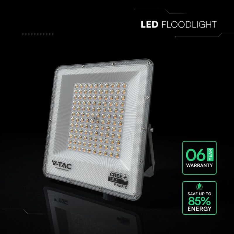 LED Προβολέας 100W Αδιάβροχος IP65 V-TAC Cree Chip Μαύρος 8150lm CCT 6yrs Wty – 240716