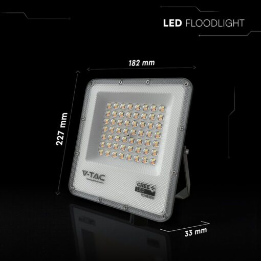 LED Προβολέας 50W Αδιάβροχος IP65 V-TAC Cree Chip Μαύρος 4000lm CCT 6yrs Wty – 240736