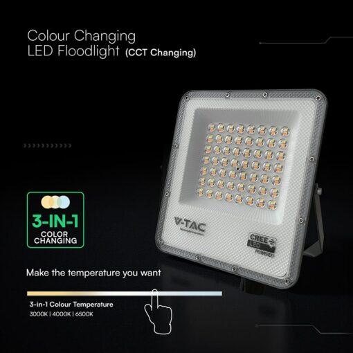 LED Προβολέας 50W Αδιάβροχος IP65 V-TAC Cree Chip Μαύρος 4000lm CCT 6yrs Wty – 240736