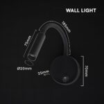 LED Φωτιστικό Ανάγνωσης Κρεβατιού Μαύρο V-TAC Cree Chip με Type-C Θύρα Φόρτισης 3000K V-TAC – 241506