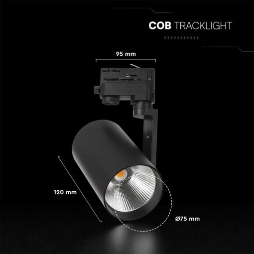 20W LED COB Σποτ Ράγας 4 Καλωδίων V-TAC Cree Chip 1620lm 3000K Μαύρο 6yrs Wty V-TAC 241546