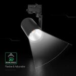 20W LED COB Σποτ Ράγας 4 Καλωδίων V-TAC Cree Chip 1620lm 3000K Μαύρο 6yrs Wty V-TAC 241546