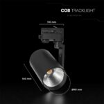 35W LED COB Σποτ Ράγας 4 Καλωδίων V-TAC Cree Chip 3218lm 3000K Μαύρο 6yrs Wty V-TAC 241576VT