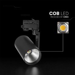 35W LED COB Σποτ Ράγας 4 Καλωδίων V-TAC Cree Chip 3218lm 3000K Μαύρο 6yrs Wty V-TAC 241576VT