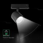 30W LED COB Σποτ Ράγας 4 Καλωδίων V-TAC Cree Chip 2845lm 6400K Μαύρο 6yrs Wty V-TAC 241606VT