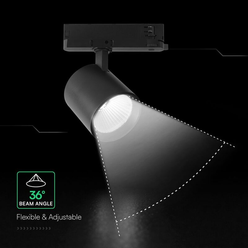 30W LED COB Σποτ Ράγας 4 Καλωδίων V-TAC Cree Chip 2845lm 6400K Μαύρο 6yrs Wty V-TAC 241606VT