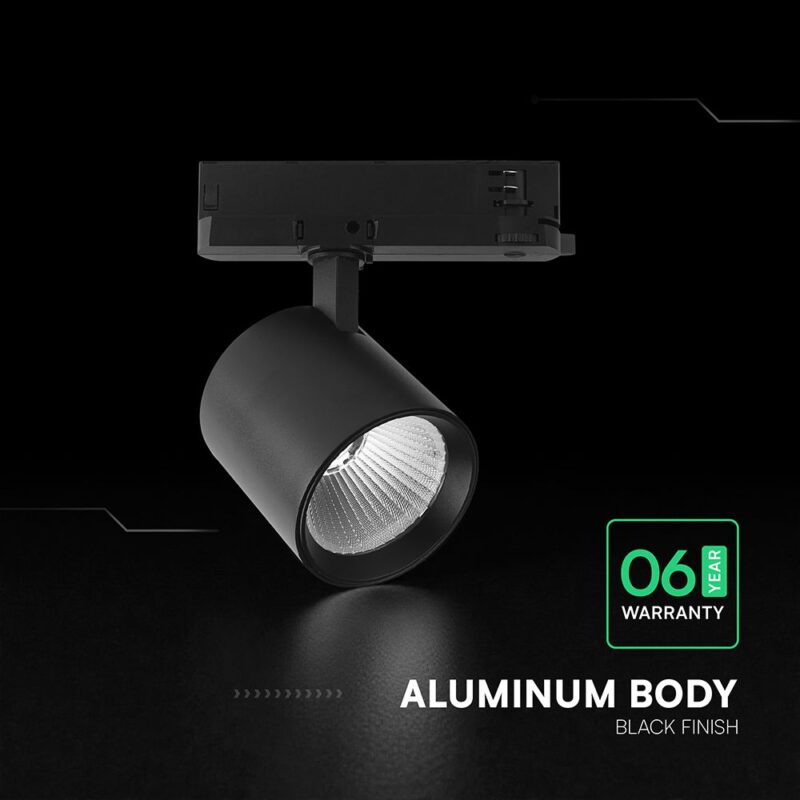 30W LED COB Σποτ Ράγας 4 Καλωδίων V-TAC Cree Chip 2845lm 6400K Μαύρο 6yrs Wty V-TAC 241606VT