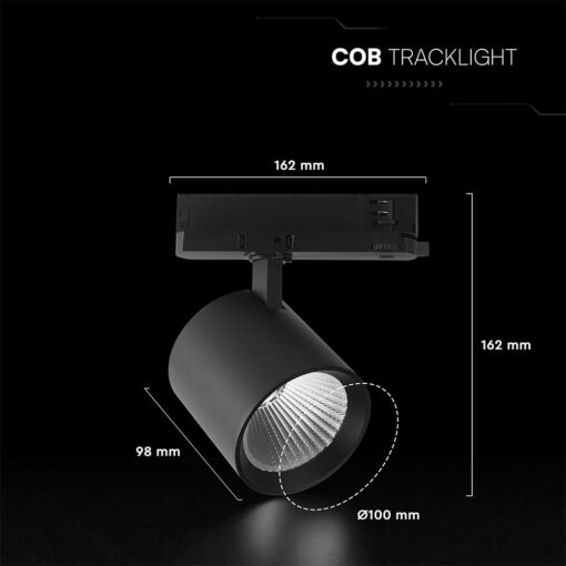 30W LED COB Σποτ Ράγας 4 Καλωδίων V-TAC Cree Chip 2845lm 4000K Μαύρο 6yrs Wty V-TAC 241646VT