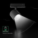 30W LED COB Σποτ Ράγας 4 Καλωδίων V-TAC Cree Chip 2845lm 4000K Μαύρο 6yrs Wty V-TAC 241646VT