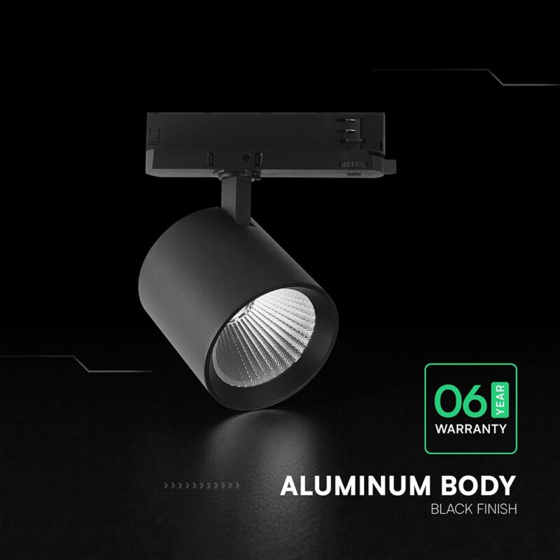 30W LED COB Σποτ Ράγας 4 Καλωδίων V-TAC Cree Chip 2845lm 4000K Μαύρο 6yrs Wty V-TAC 241646VT