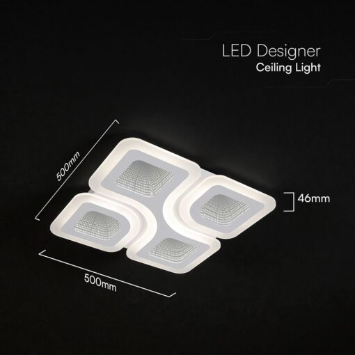 70W LED Decorative Ceiling Lamp 3in1 Dimmable With IR Remote Control White Body V-TAC – 24174