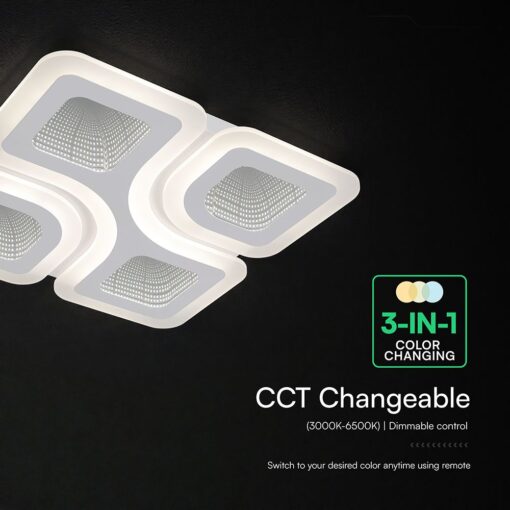 70W LED Decorative Ceiling Lamp 3in1 Dimmable With IR Remote Control White Body V-TAC – 24174