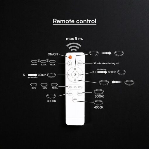 70W LED Decorative Ceiling Lamp 3in1 Dimmable With IR Remote Control White Body V-TAC – 24174