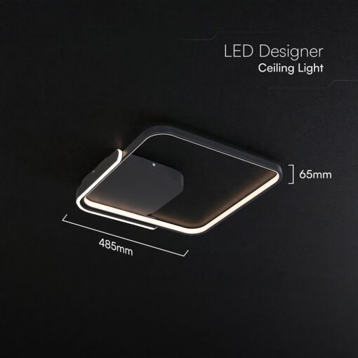 50W LED Decorative Ceiling Lamp 3in1 Dimmable With IR Remote Control Black Body V-TAC – 24180