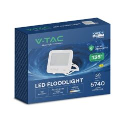 50W LED Floodlight CREE CHIP White Body Grey Glass 6500K 135LM/W V-TAC – 242096