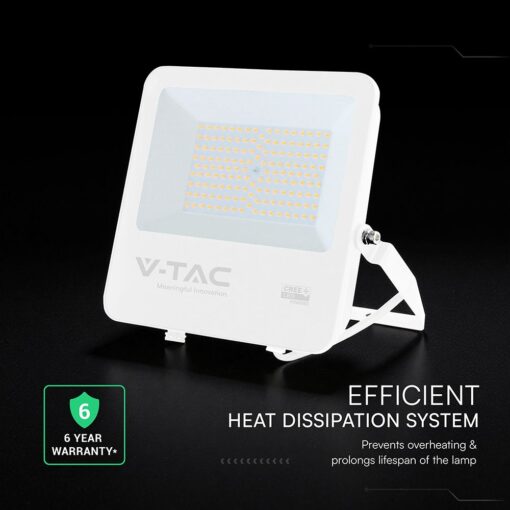 100W LED Floodlight CREE CHIP White Body Grey Glass 6500K 135LM/W V-TAC – 242116