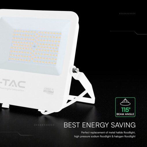 100W LED Floodlight CREE CHIP White Body Grey Glass 6500K 135LM/W V-TAC – 242116