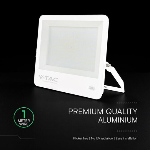300W LED Floodlight CREE CHIP White Body Grey Glass 6500K 135LM/W V-TAC – 242156