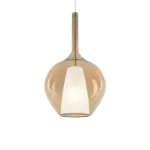Ideal Lux Kalique SP1-1 d28 Amber-Κρεμαστό Φωτιστικό Ø28 με Glass & 1xE27