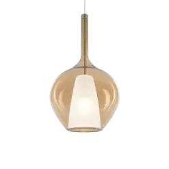 Ideal Lux Kalique SP1-1 d28 Amber-Κρεμαστό Φωτιστικό Ø28 με Glass & 1xE27