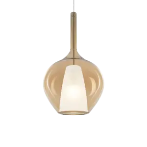 Ideal Lux Kalique SP1-1 d28 Amber-Κρεμαστό Φωτιστικό Ø28 με Glass & 1xE27