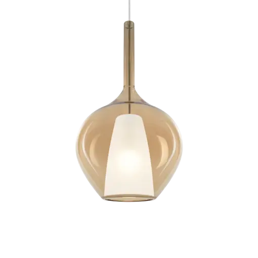 Ideal Lux Kalique SP1-1 d28 Amber-Κρεμαστό Φωτιστικό Ø28 με Glass & 1xE27