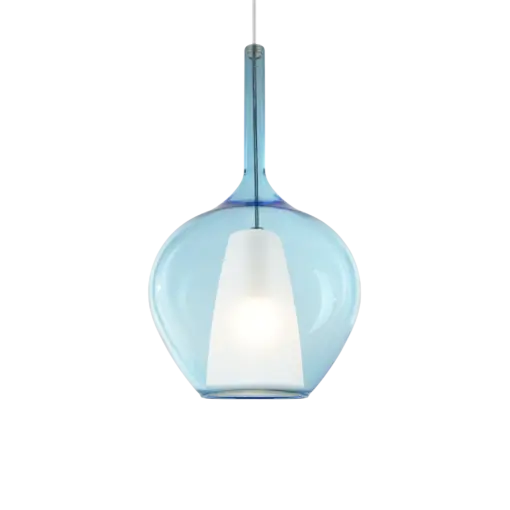 Ideal Lux Kalique SP1-1 d28 Blue-Κρεμαστό Φωτιστικό Ø28 με Glass & 1xE27