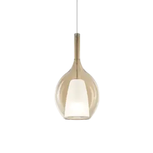 Ideal Lux Kalique SP1-2 d18 Amber-Κρεμαστό Φωτιστικό Ø18 με Glass & 1xE27