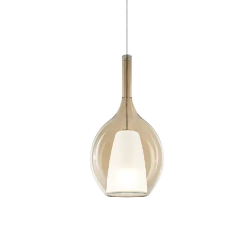 Ideal Lux Kalique SP1-2 d18 Amber-Κρεμαστό Φωτιστικό Ø18 με Glass & 1xE27