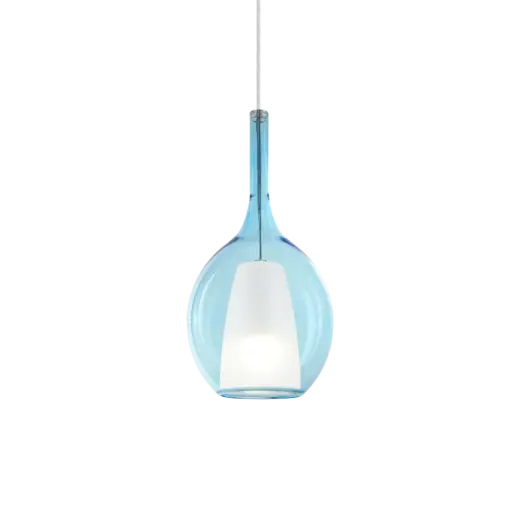 Ideal Lux Kalique SP1-2 d18 Blue-Κρεμαστό Φωτιστικό Ø18 με Glass & 1xE27