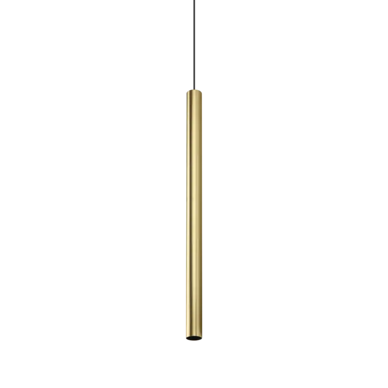 Ideal Lux LOOK SP1 ROUND D40 H700 Brass – Κρεμαστό Φωτιστικό Οροφής Minimal 1xGU10