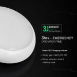 Πλαφονιέρα LED Στρογγυλή / Φωτιστικό Ασφαλείας 3hrs Φ320 Λευκή V-TAC CREE Chip 8W/16W/20W CCT 2700lm IP65 με  6yrs Wty – 812-24-6