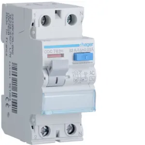 Ρελέ Διαφυγής AC 30mA 2P 63A Hager – CDC762H