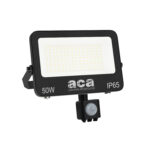 LED Προβολέας 50W Μαύρος με Ανιχνευτή Κίνησης 5000lm CCT 3000/4000/6500K IP66 ACA  – N50CCTS