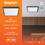 Πλαφονιέρα “Jade” slim 26W CCT Μαύρο 40×40 Braytron – BP07-10481