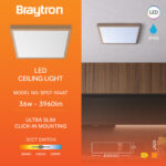 Πλαφονιέρα “Jade” slim 26W CCT Ξύλο 40×40 Braytron – BP07-10487